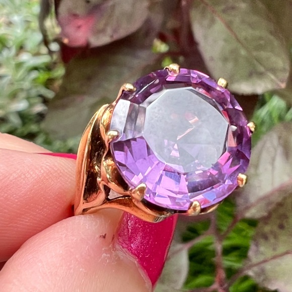 VINTAGE KIMBERLY 10K GOLD SYNTHETIC ALEXANDRITE COLOR CHANG PURPLE SAPPHIRE RING - Picture 16 of 16